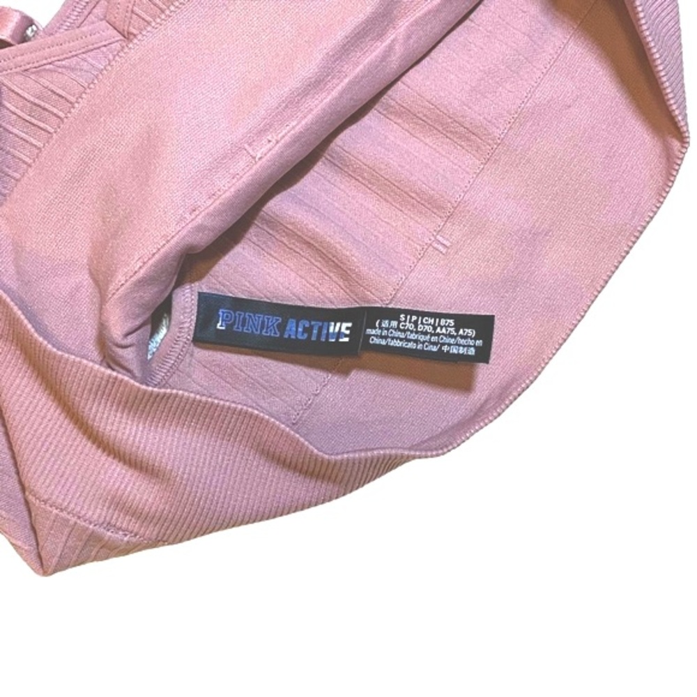 VICTORIAS SECRET PINK SEAMLESS LINED SPORTS BRA RACERBACK PINK S - Picture 7 of 11